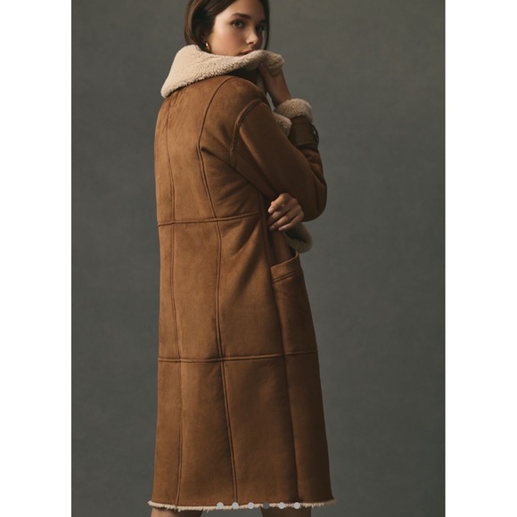 Avec Les Filles Faux Shearling Coat - Brown - Picture 3 of 7